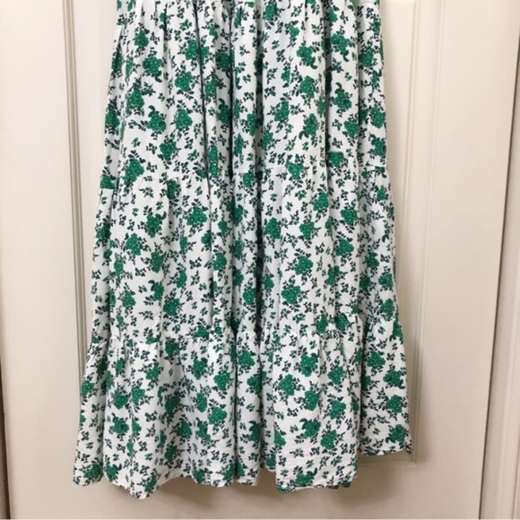 Zara | Cottagecore Green White Floral Tiered Maxi Dress XS - Picture 11 of 16